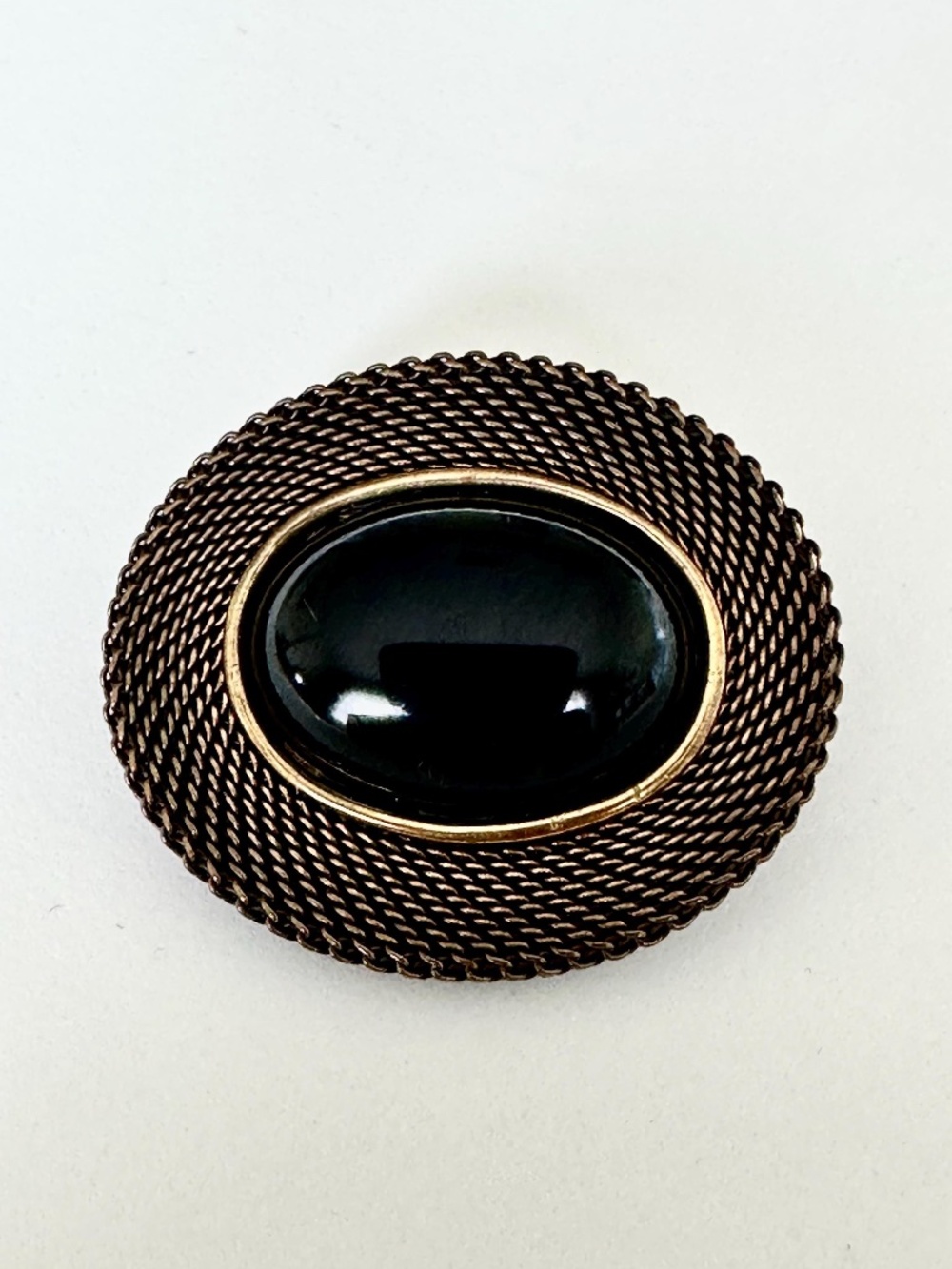 Vintage Jan Michaels San Francisco Brooch Filigree with Black Cabnochon